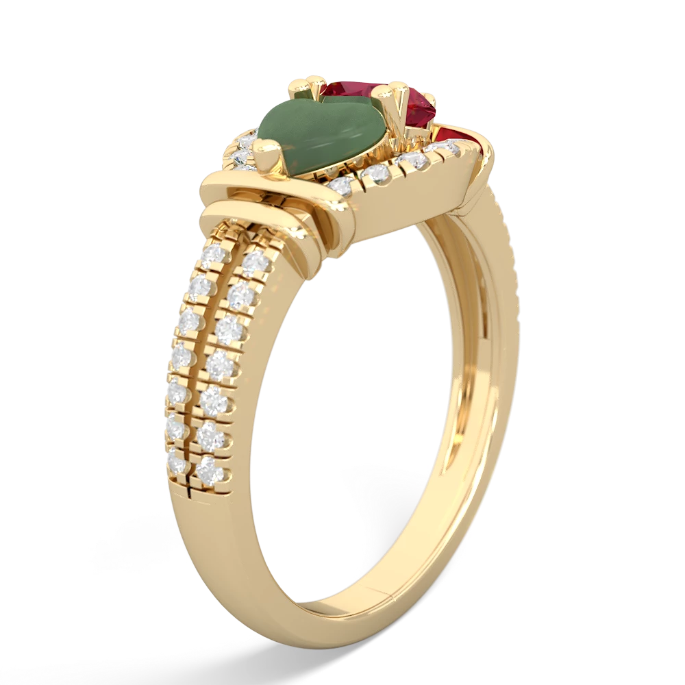 Jade Art-Deco Keepsake 14K Yellow Gold ring R5630