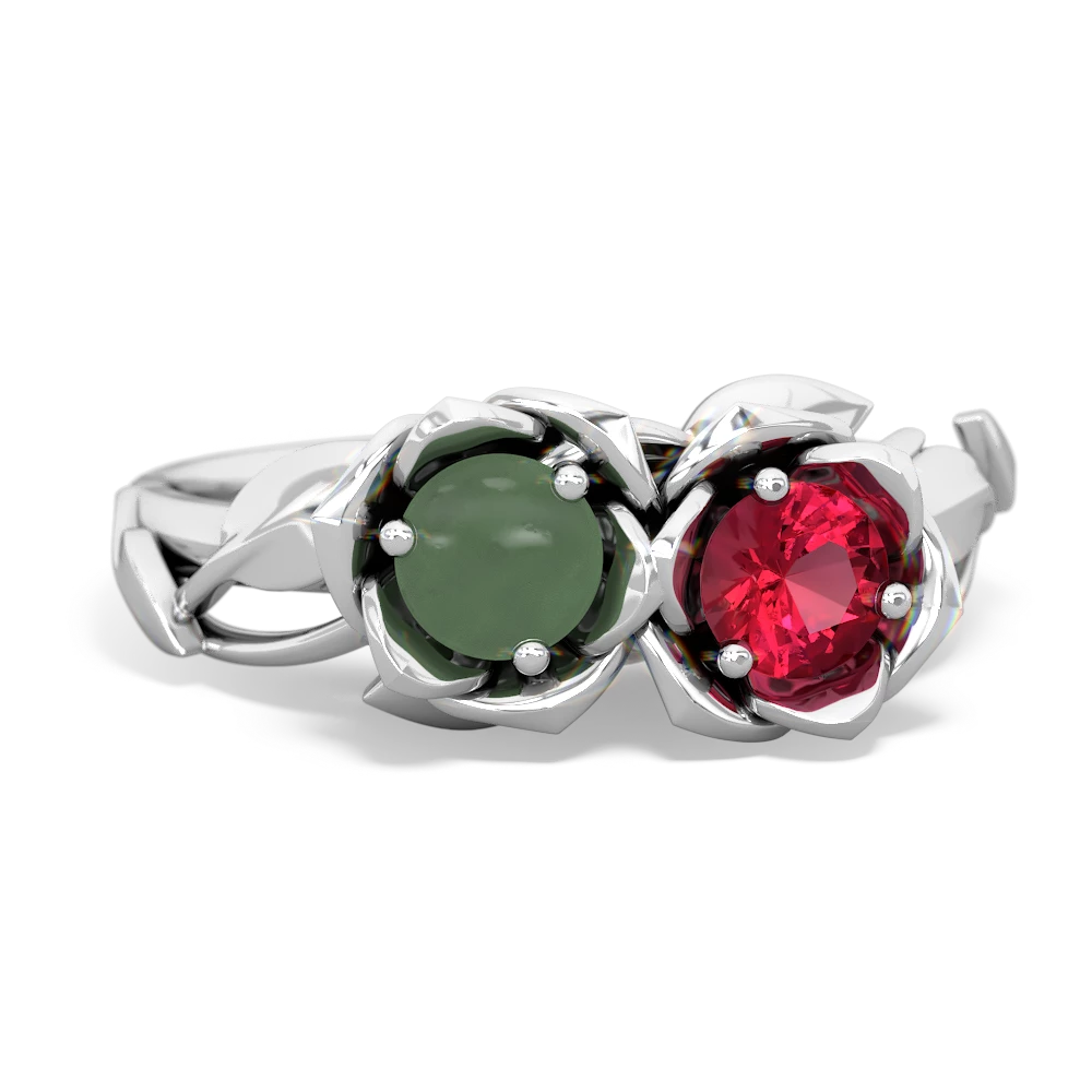 Jade Rose Garden 14K White Gold ring R5510