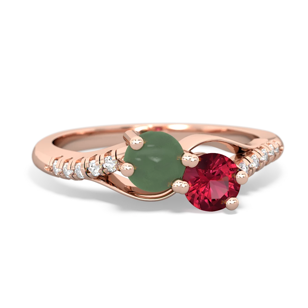 Jade Infinity Pave Two Stone 14K Rose Gold ring R5285