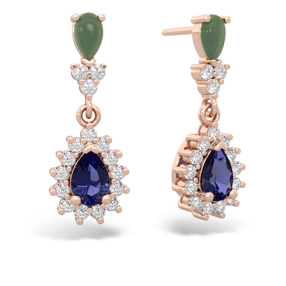 Jade Halo Pear Dangle 14K Rose Gold earrings E1882