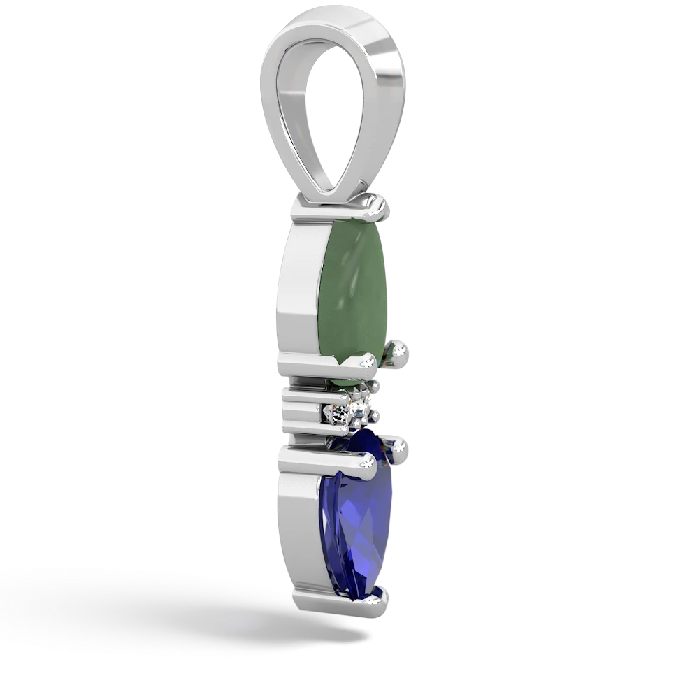 Jade Bowtie Drop 14K White Gold pendant P0865
