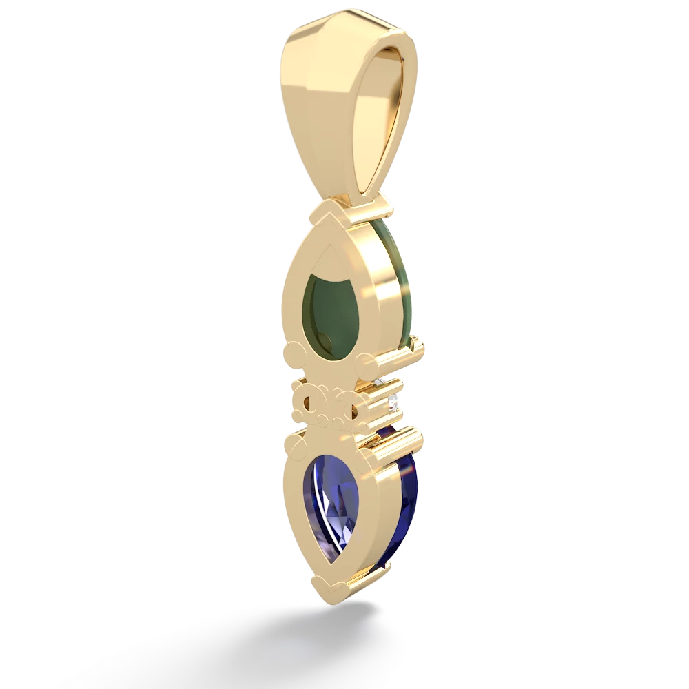 Jade Bowtie Drop 14K Yellow Gold pendant P0865