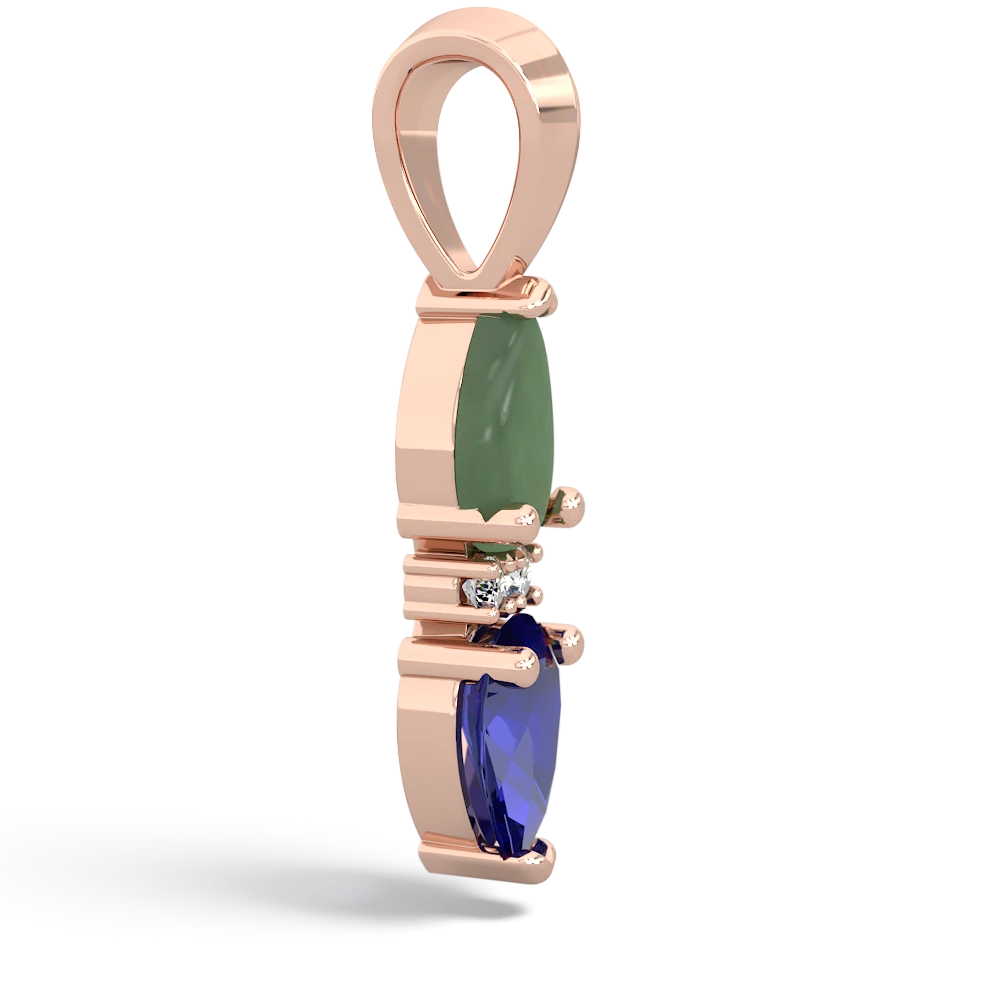 Jade Bowtie Drop 14K Rose Gold pendant P0865