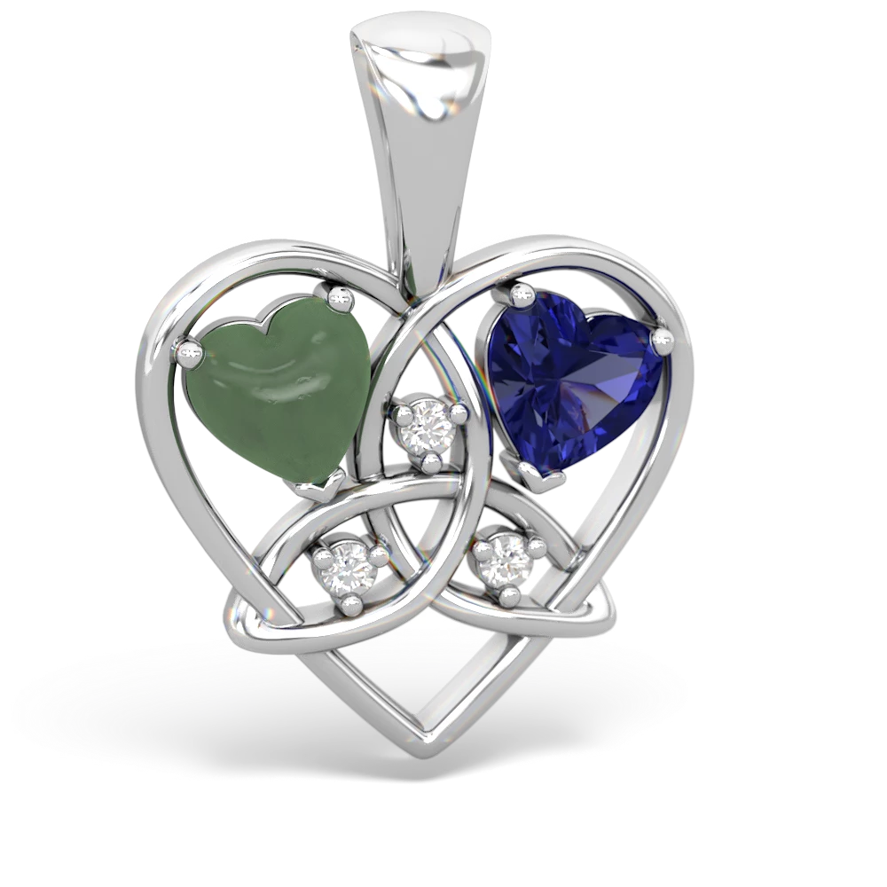 Jade Celtic Trinity Heart 14K White Gold pendant P5331