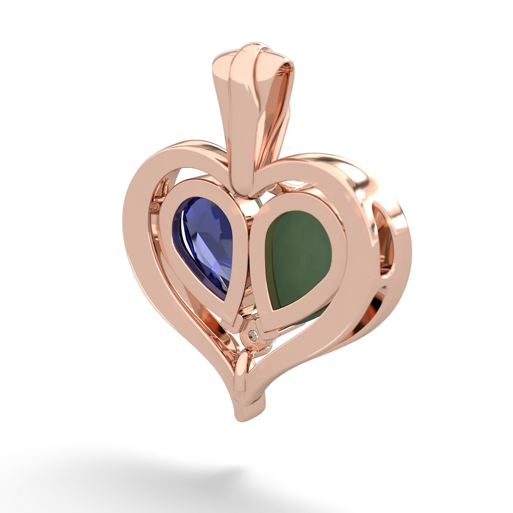 Jade Two Become One 14K Rose Gold pendant P5330