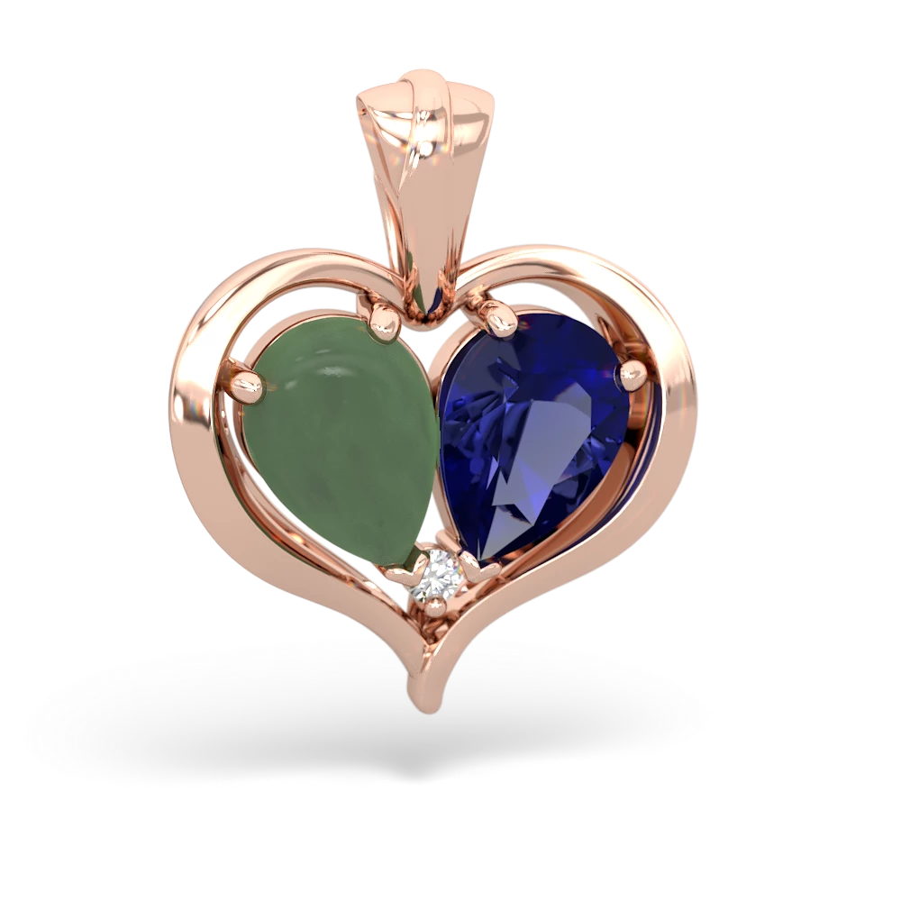 Jade Two Become One 14K Rose Gold pendant P5330