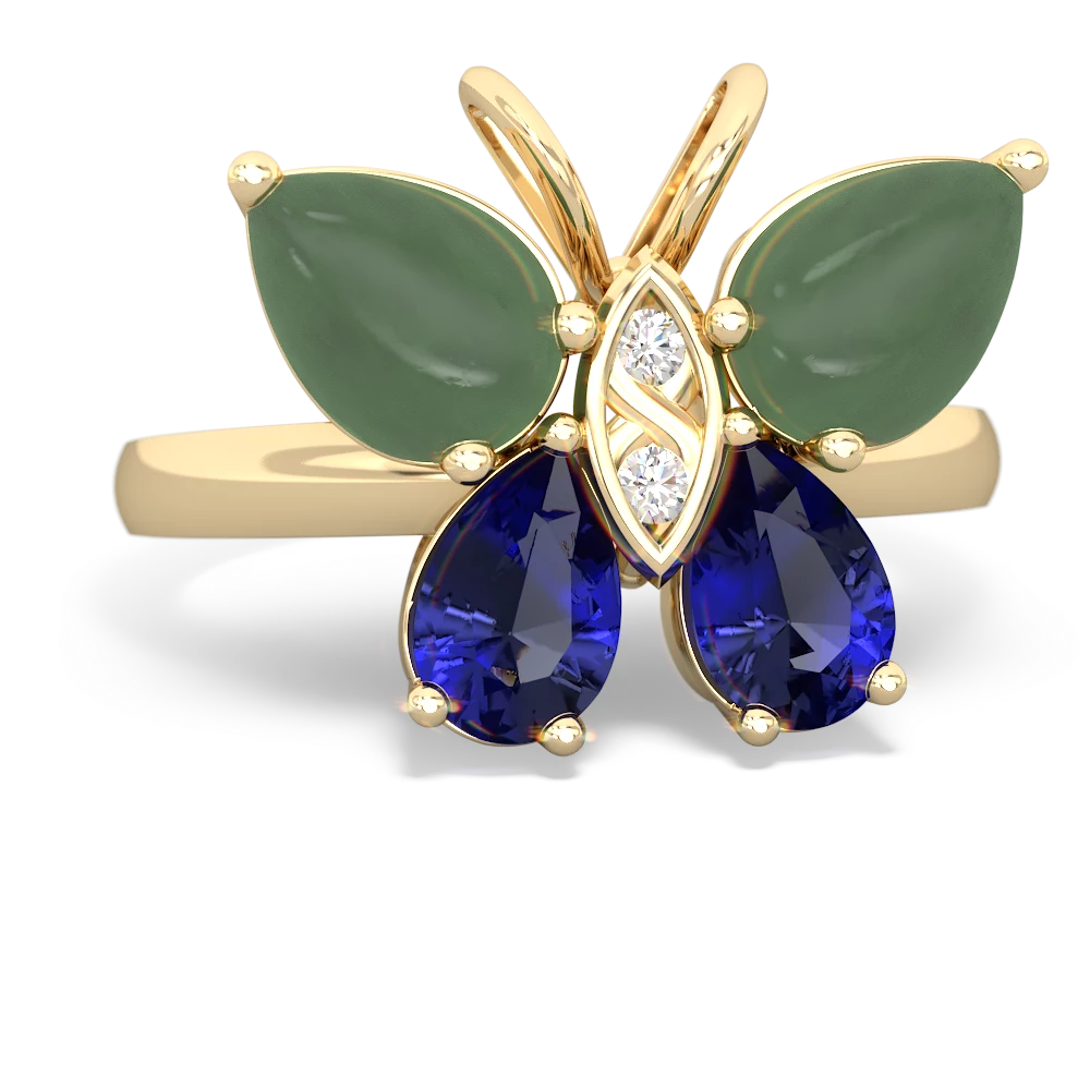 Jade Butterfly 14K Yellow Gold ring R2215