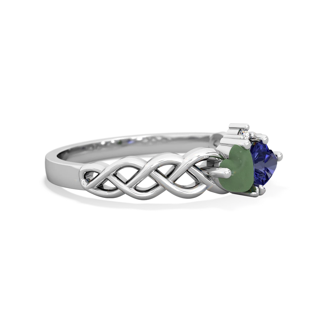 Jade Heart To Heart Braid 14K White Gold ring R5870