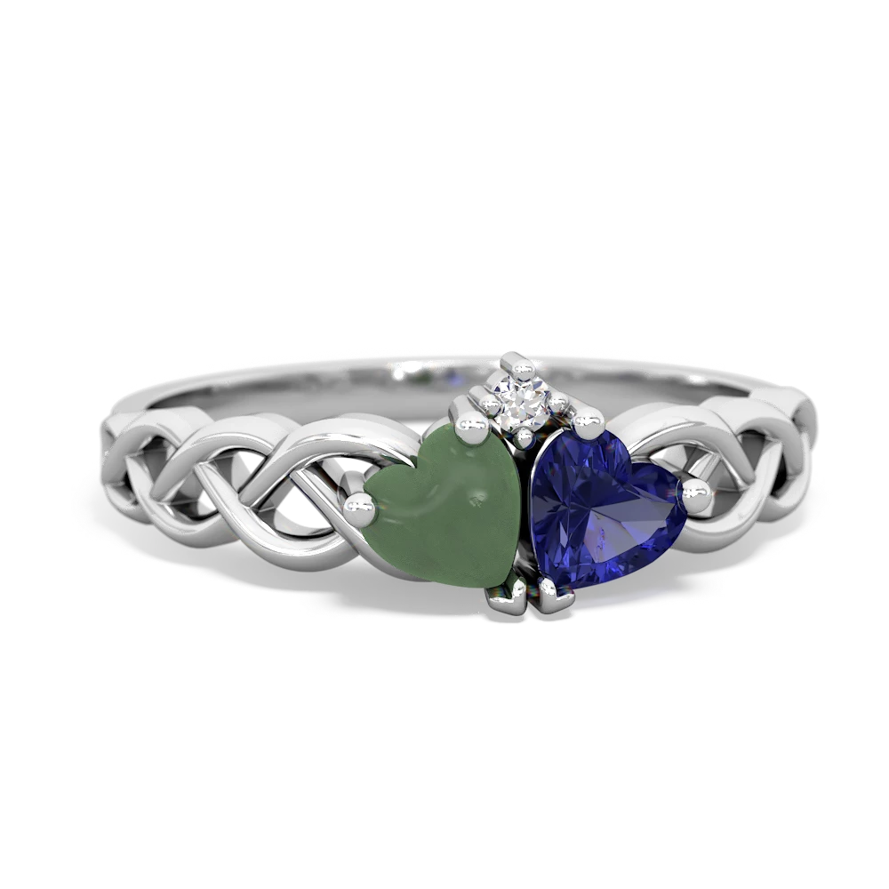 Jade Heart To Heart Braid 14K White Gold ring R5870