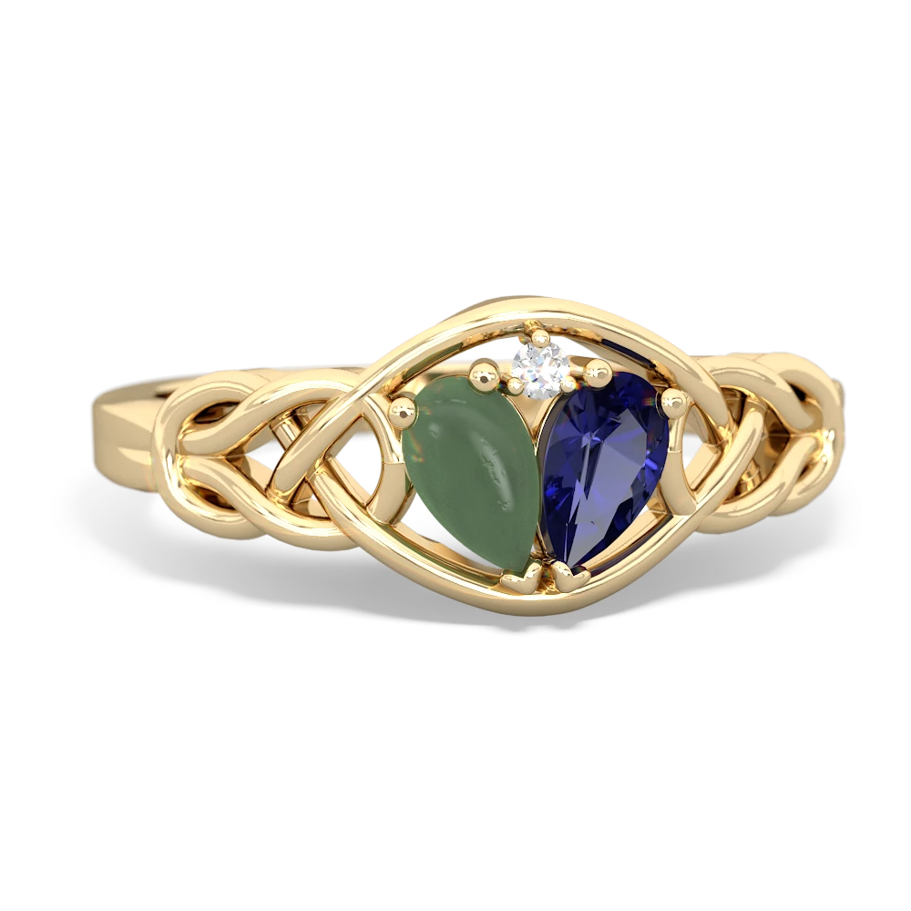 Jade Celtic Love Knot 14K Yellow Gold ring R5420