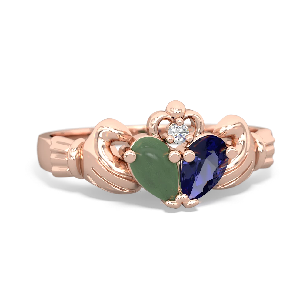 Jade 'Our Heart' Claddagh 14K Rose Gold ring R2388