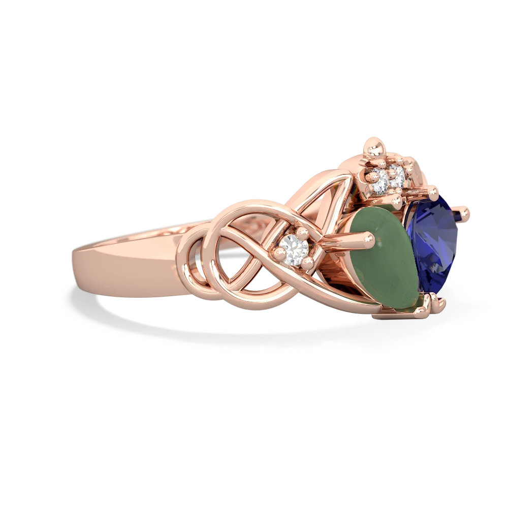 Jade 'One Heart' Celtic Knot Claddagh 14K Rose Gold ring R5322