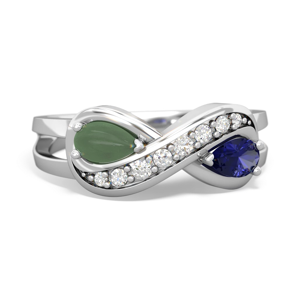 Jade Diamond Infinity 14K White Gold ring R5390