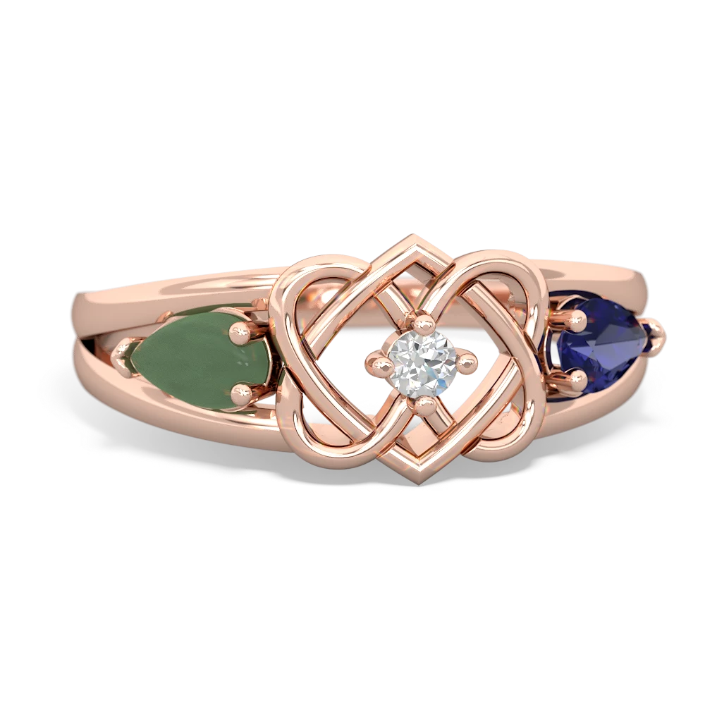 Jade Hearts Intertwined 14K Rose Gold ring R5880