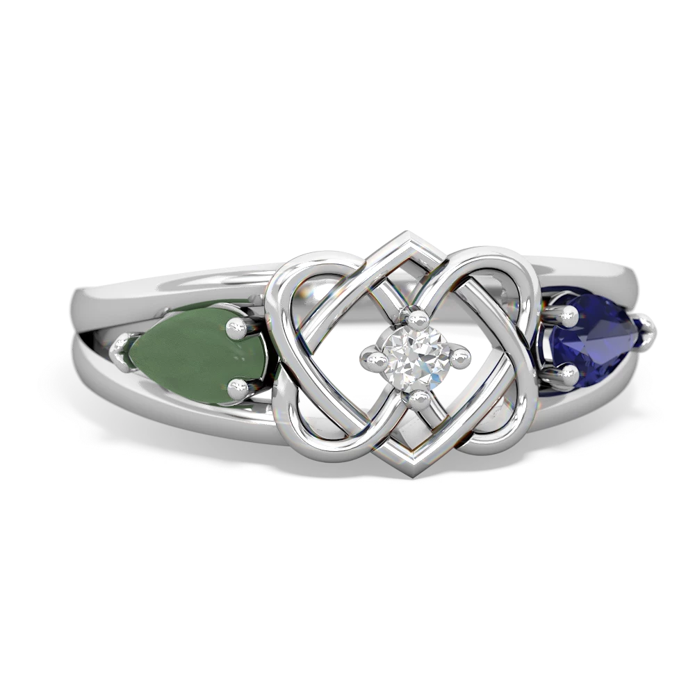 Jade Hearts Intertwined 14K White Gold ring R5880