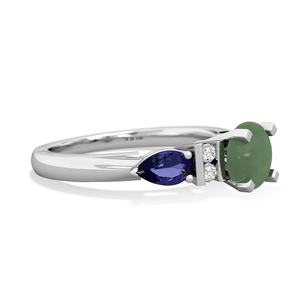 Jade 6Mm Round Eternal Embrace Engagement 14K White Gold ring R2005