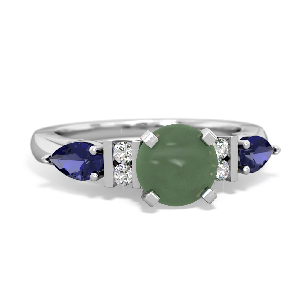 Jade 6Mm Round Eternal Embrace Engagement 14K White Gold ring R2005