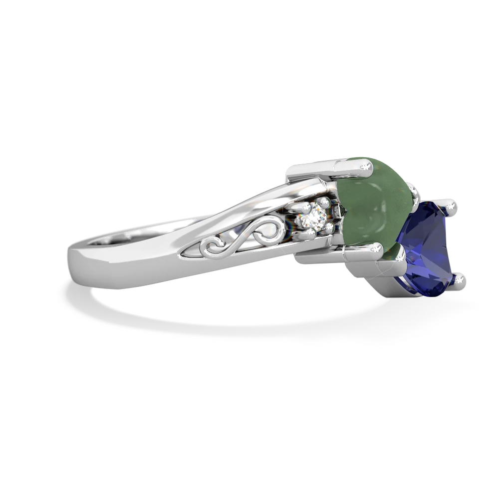 Jade Snuggling Hearts 14K White Gold ring R2178