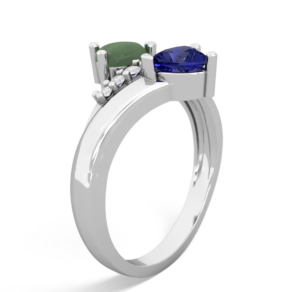 Jade Heart To Heart 14K White Gold ring R2064