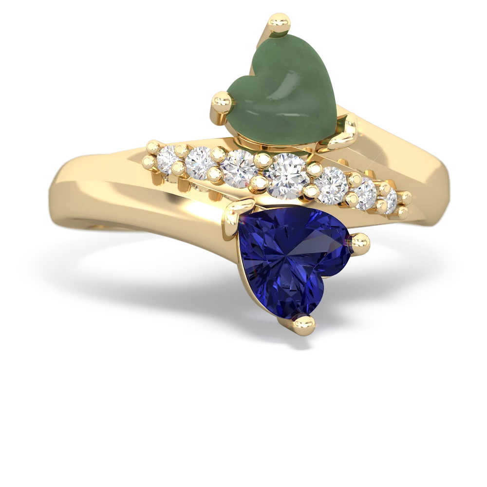 Jade Heart To Heart 14K Yellow Gold ring R2064