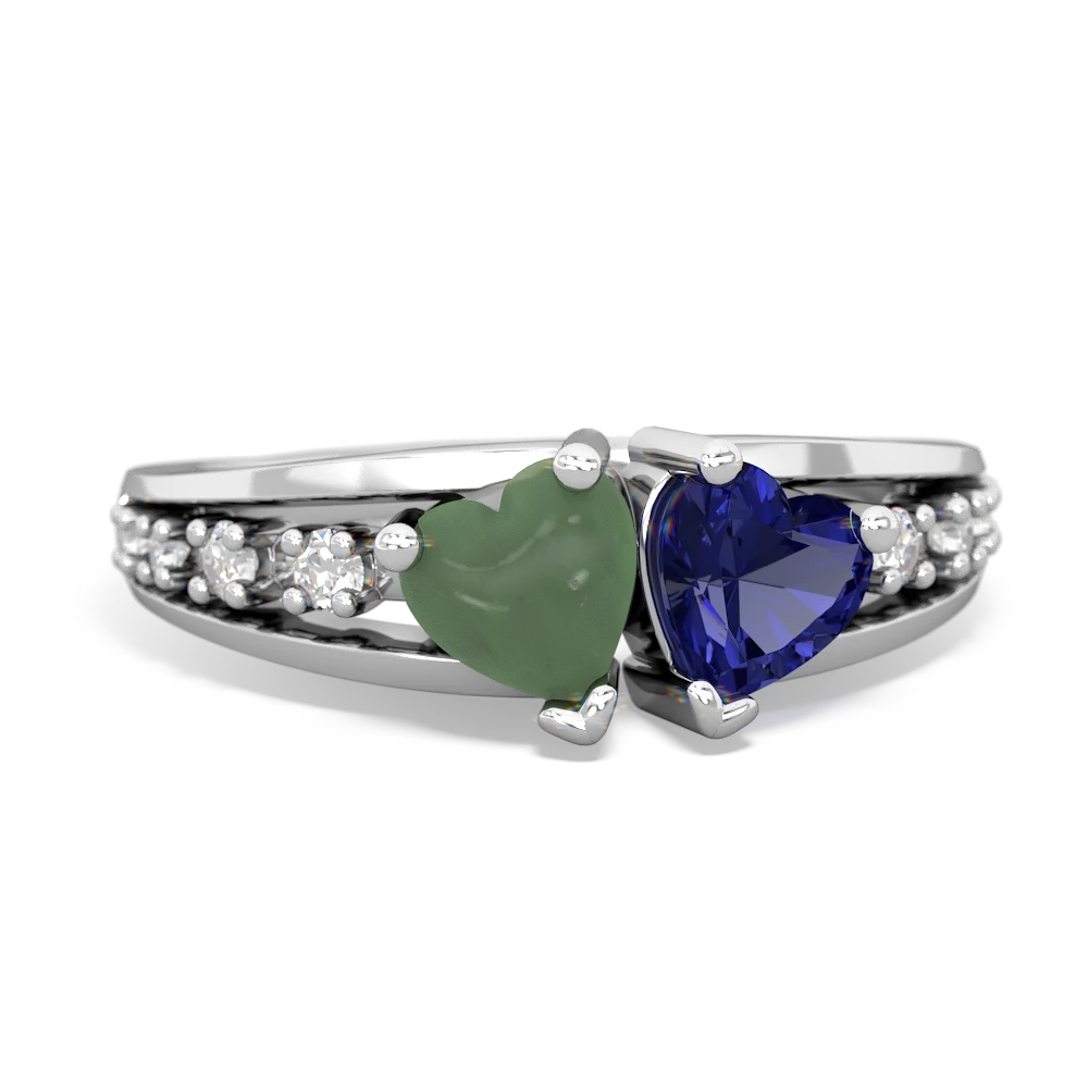 Jade Heart To Heart 14K White Gold ring R3342