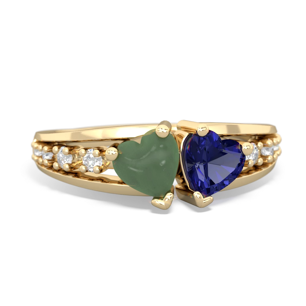 Jade Heart To Heart 14K Yellow Gold ring R3342