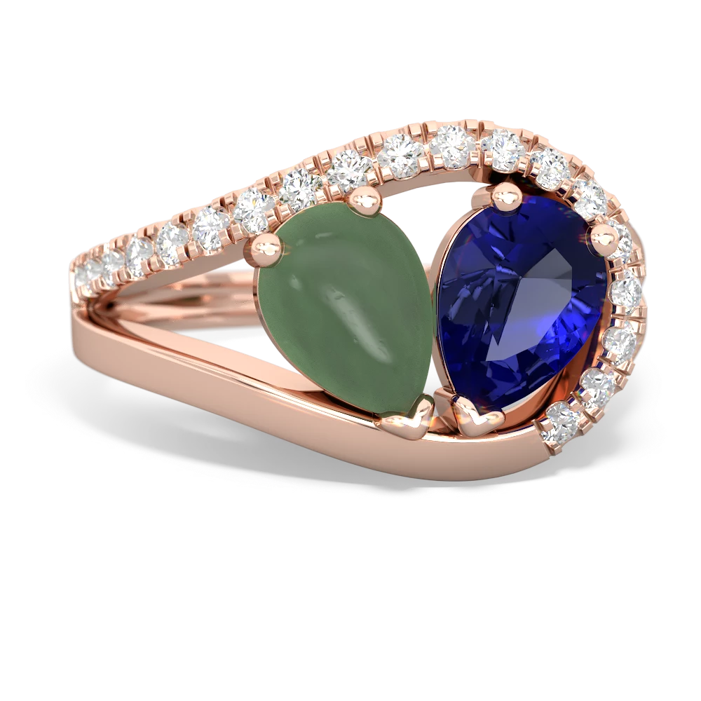 Jade Nestled Heart Keepsake 14K Rose Gold ring R5650