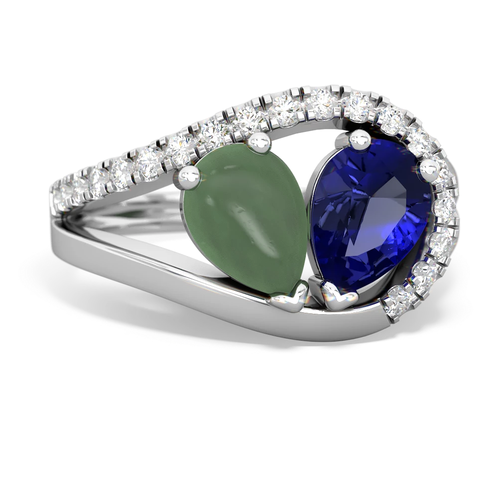 Jade Nestled Heart Keepsake 14K White Gold ring R5650