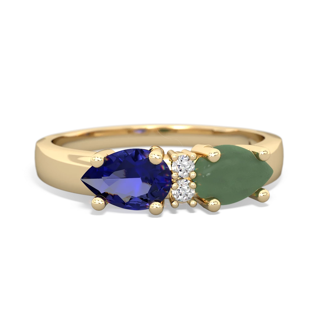 Jade Pear Bowtie 14K Yellow Gold ring R0865