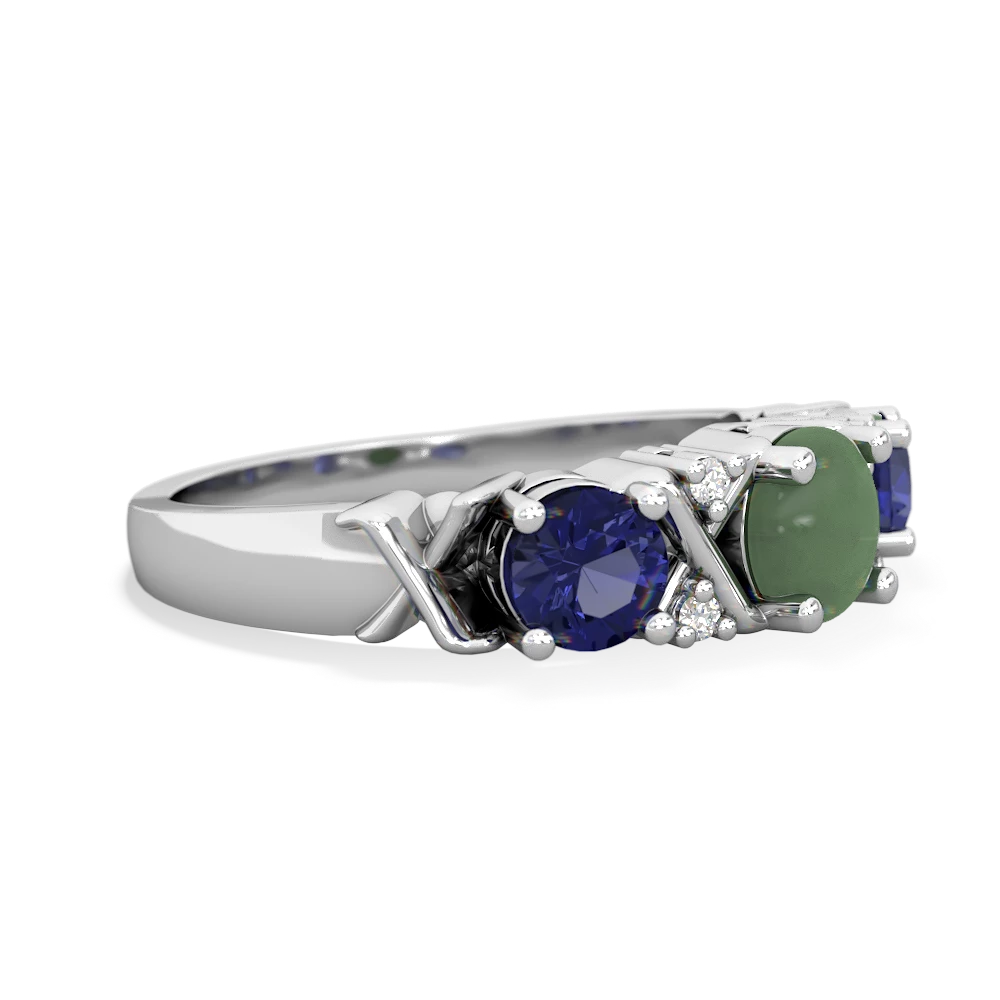 Jade Hugs And Kisses 14K White Gold ring R5016