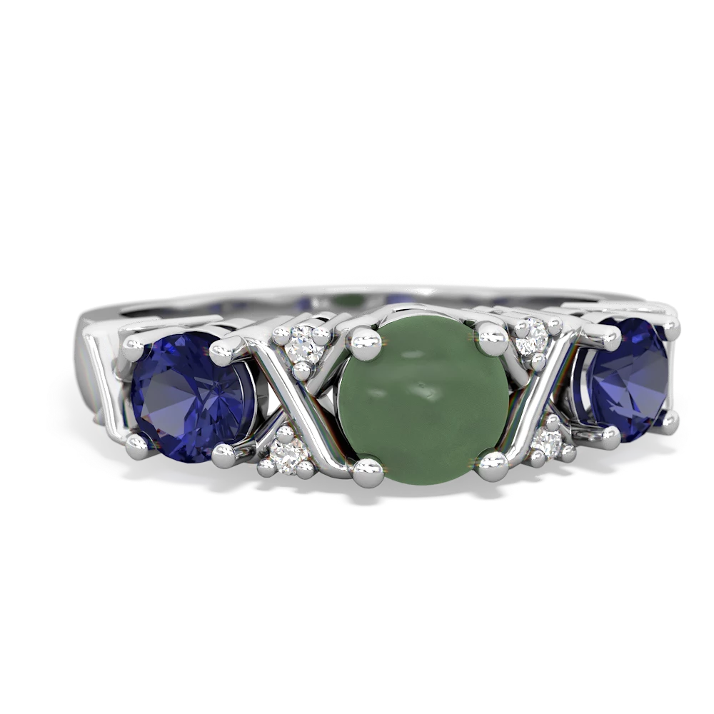 Jade Hugs And Kisses 14K White Gold ring R5016