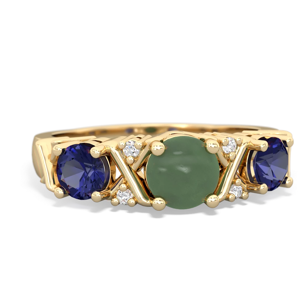 Jade Hugs And Kisses 14K Yellow Gold ring R5016