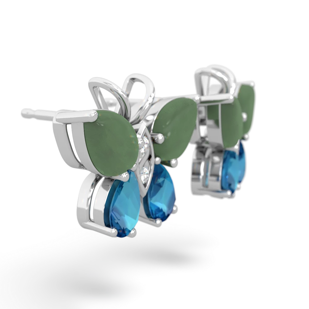 Jade Butterfly 14K White Gold earrings E2215