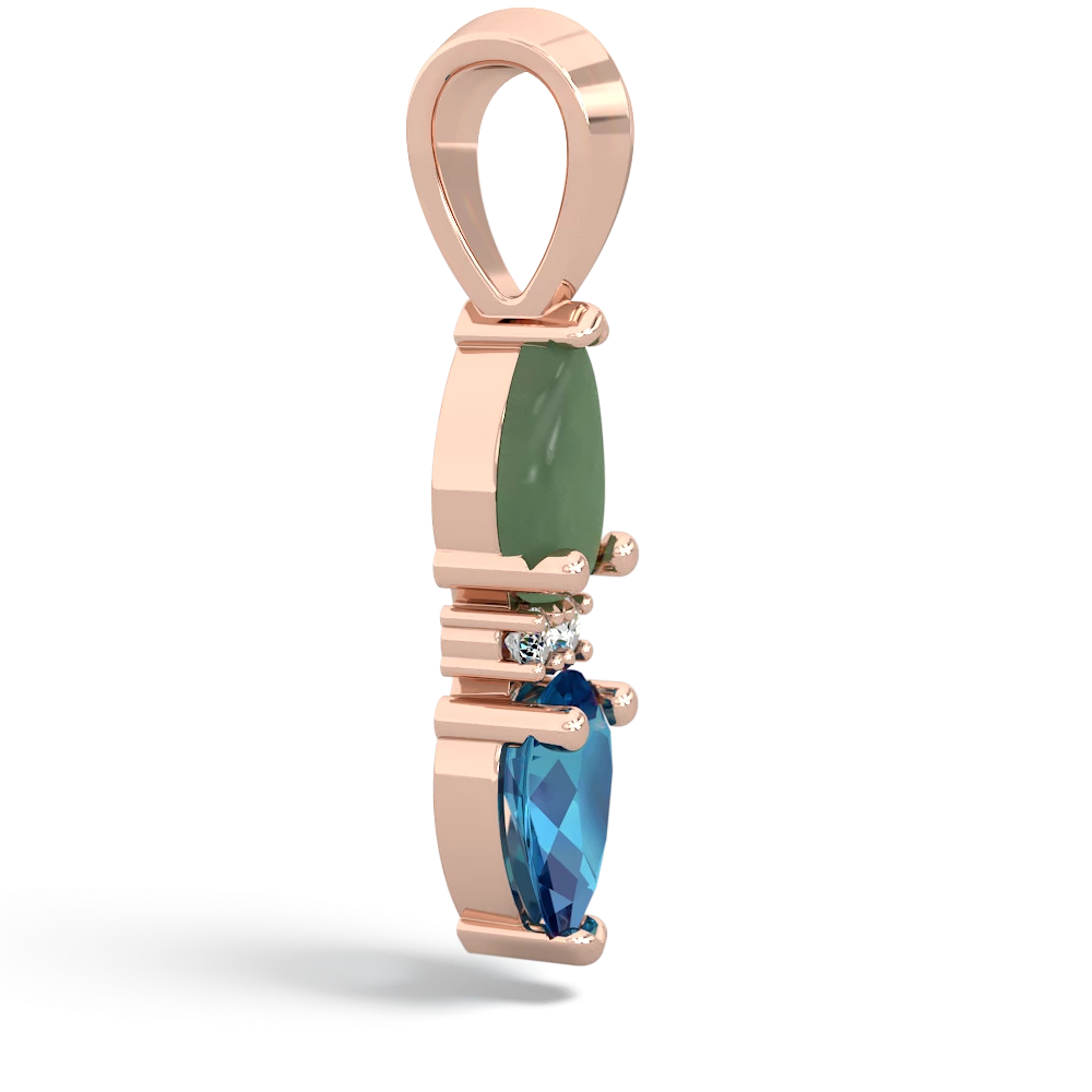 Jade Bowtie Drop 14K Rose Gold pendant P0865