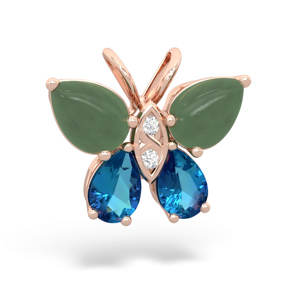 Jade Butterfly 14K Rose Gold pendant P2215