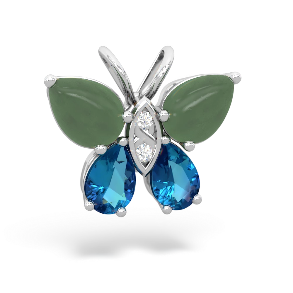 Jade Butterfly 14K White Gold pendant P2215