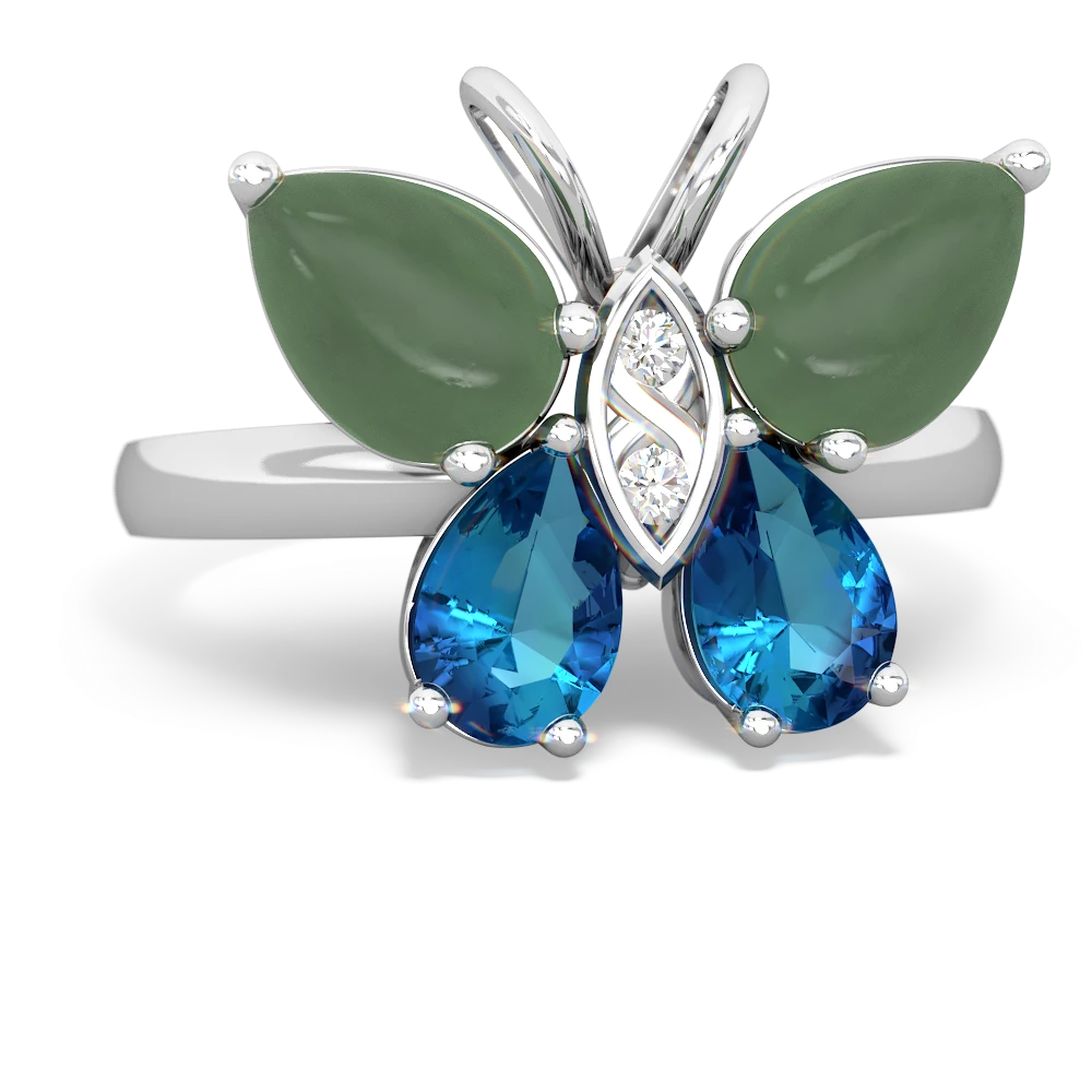 Jade Butterfly 14K White Gold ring R2215