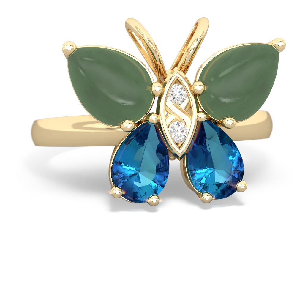 Jade Butterfly 14K Yellow Gold ring R2215