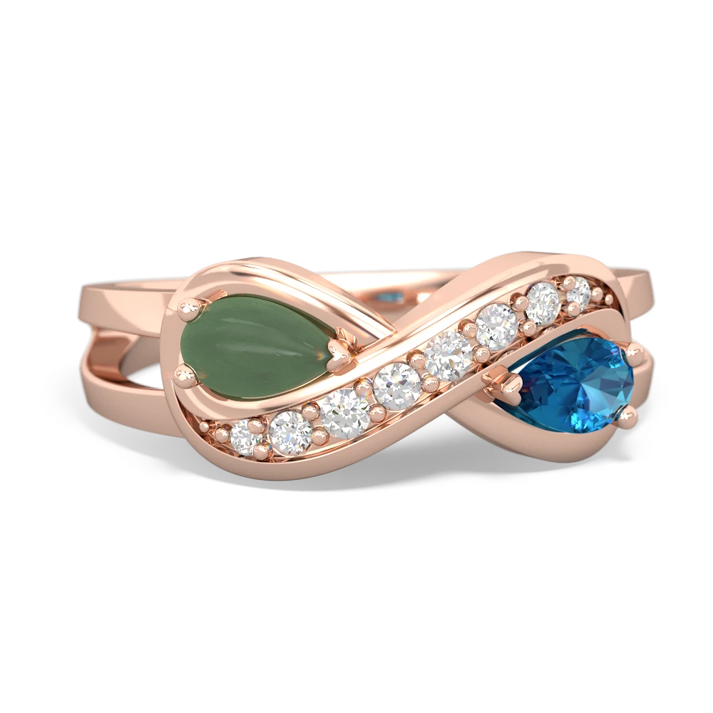 Jade Diamond Infinity 14K Rose Gold ring R5390