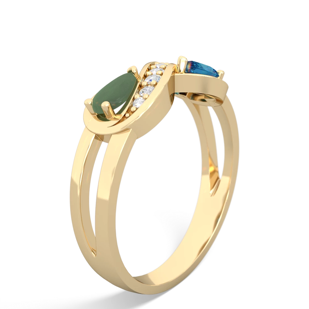 Jade Diamond Infinity 14K Yellow Gold ring R5390