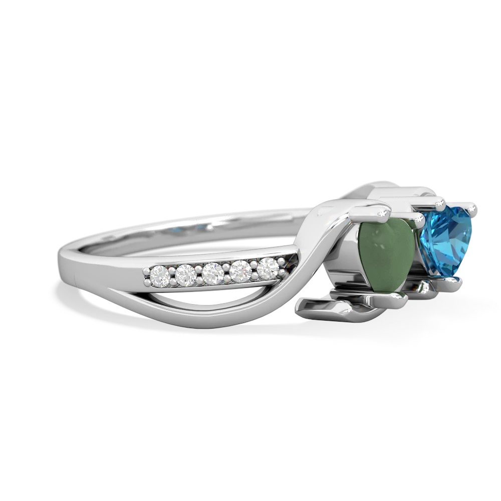 Jade Side By Side 14K White Gold ring R3090