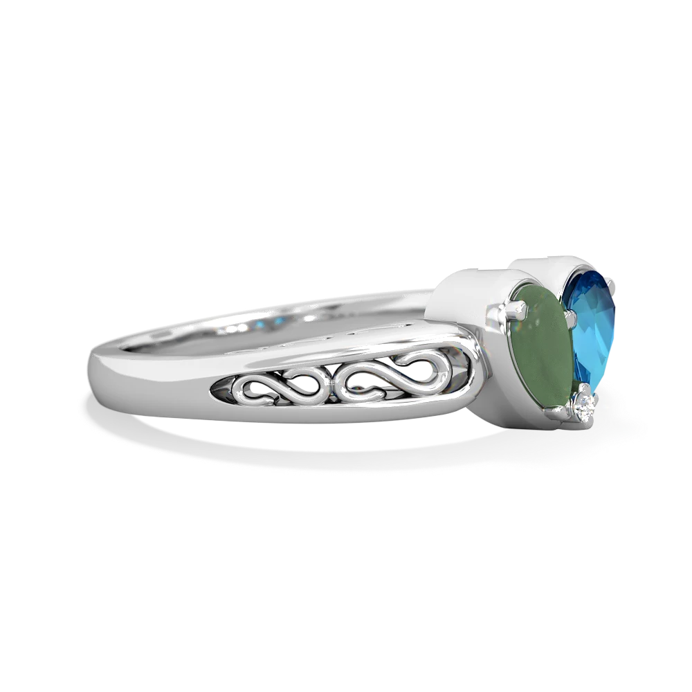 Jade Filligree 'One Heart' 14K White Gold ring R5070