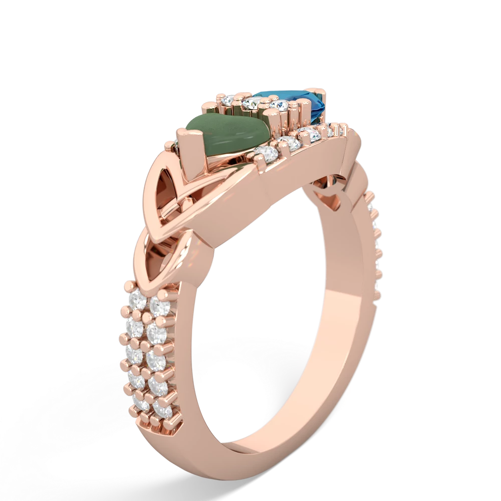 Jade Sparkling Celtic Knot 14K Rose Gold ring R2645