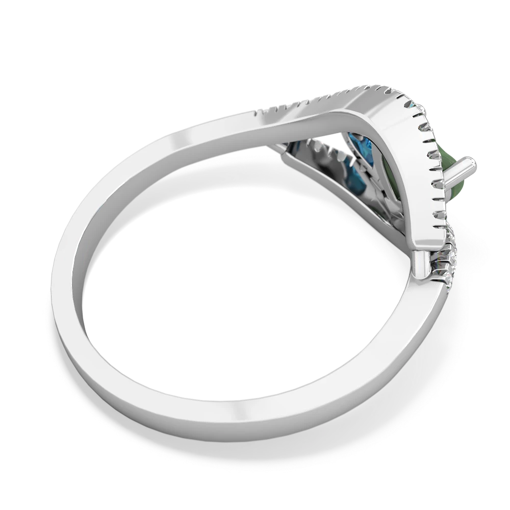 Jade Mother And Child 14K White Gold ring R3010