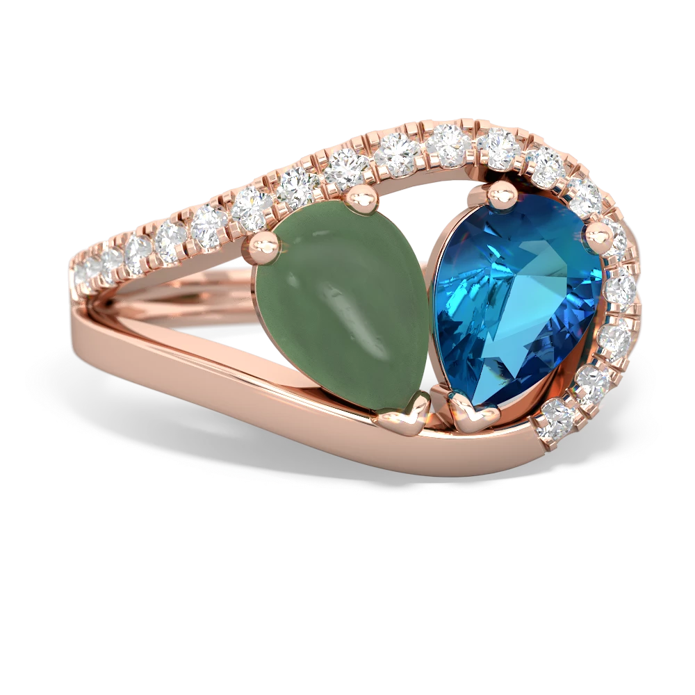 Jade Nestled Heart Keepsake 14K Rose Gold ring R5650