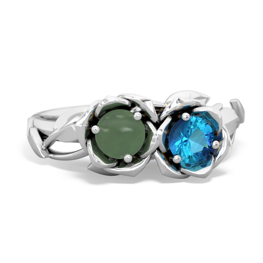 Jade Rose Garden 14K White Gold ring R5510