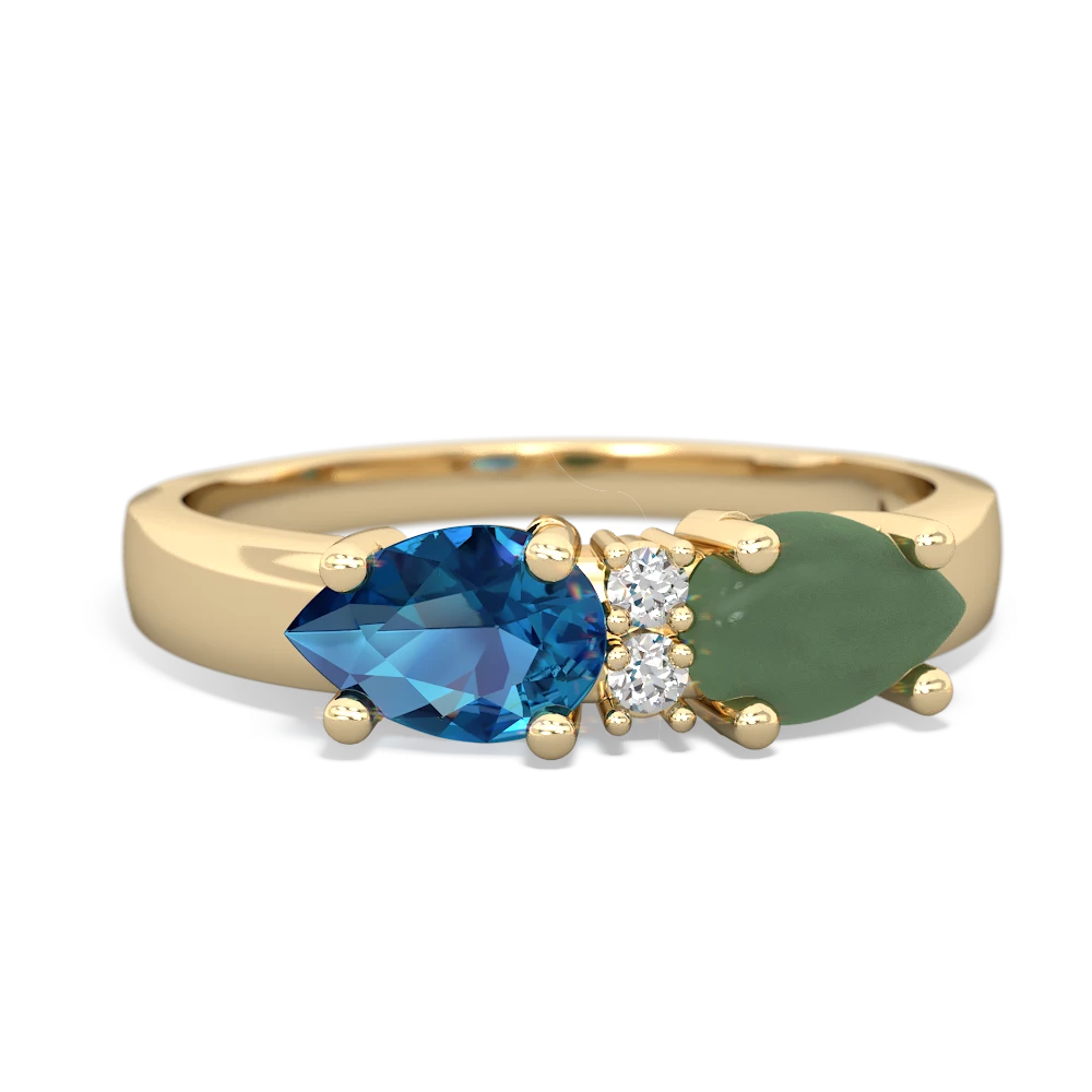 Jade Pear Bowtie 14K Yellow Gold ring R0865