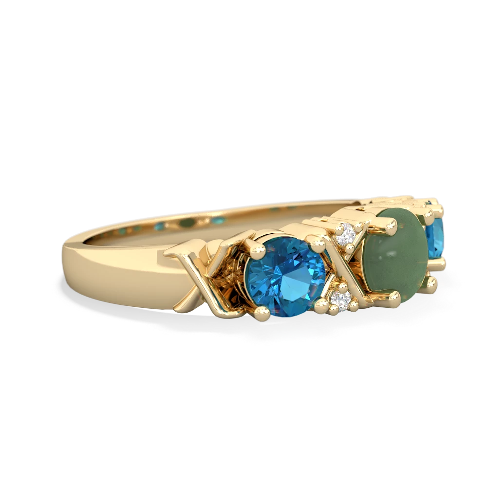 Jade Hugs And Kisses 14K Yellow Gold ring R5016