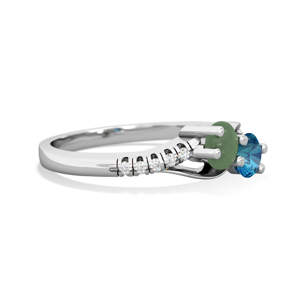 Jade Infinity Pave Two Stone 14K White Gold ring R5285