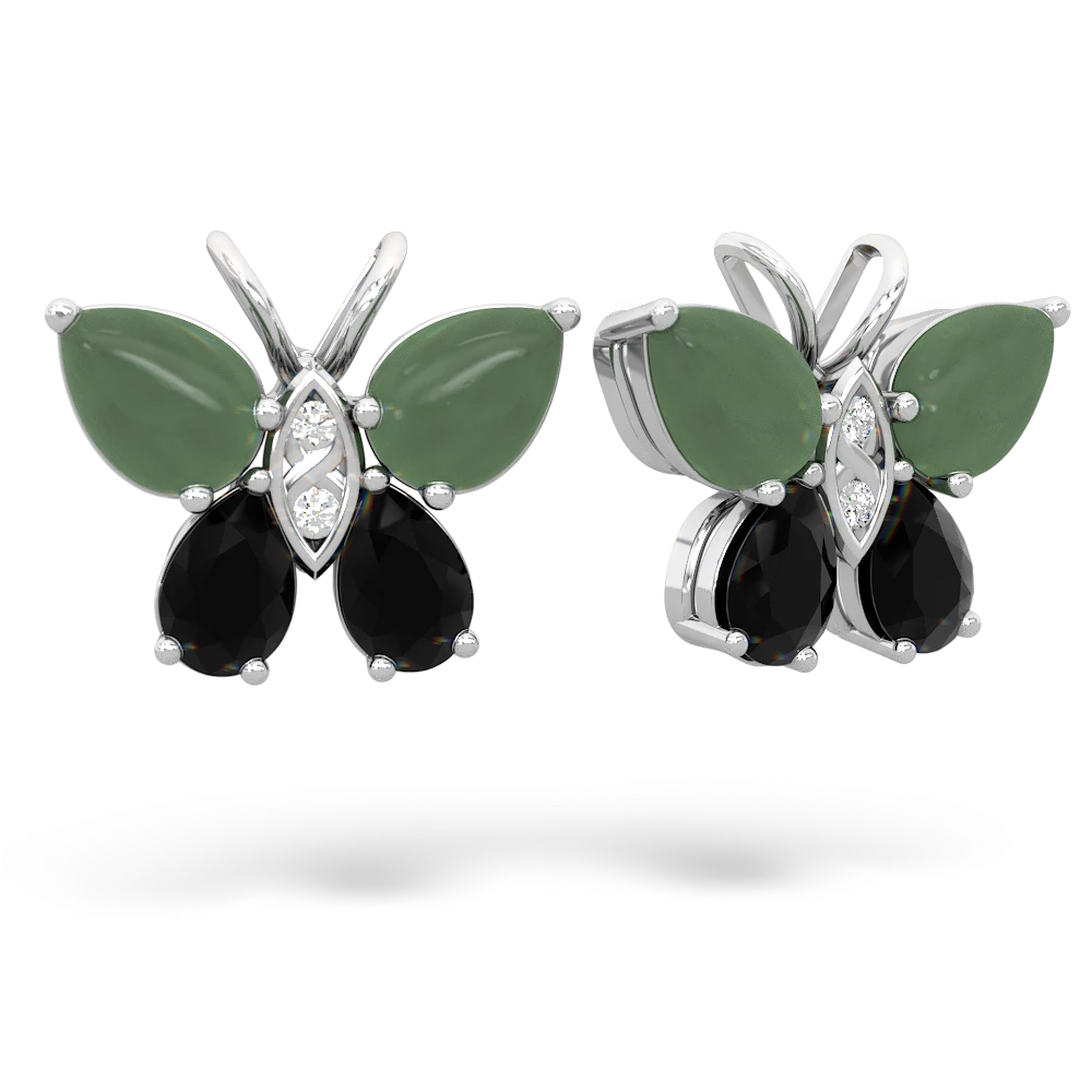 Jade Butterfly 14K White Gold earrings E2215